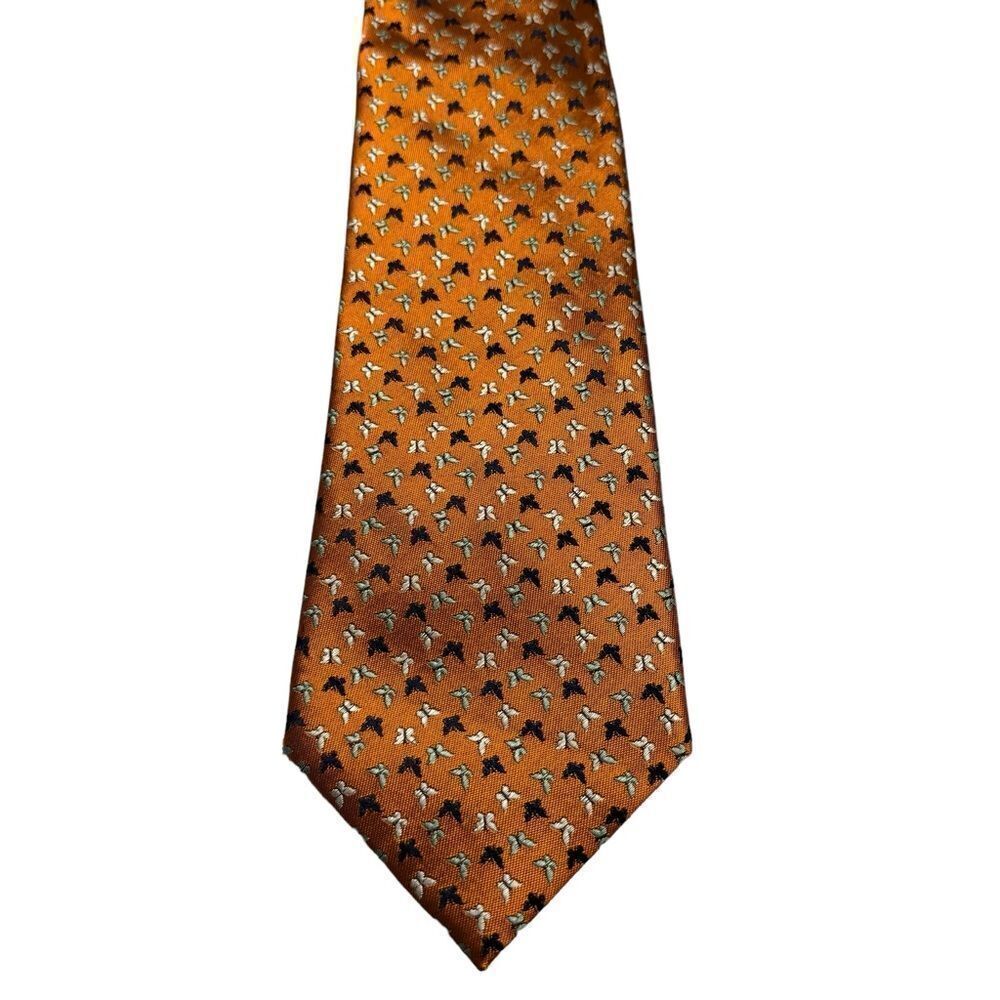 Yves Saint Laurent YSL Butterfly Orange Silk Tie - Picture 2 of 4